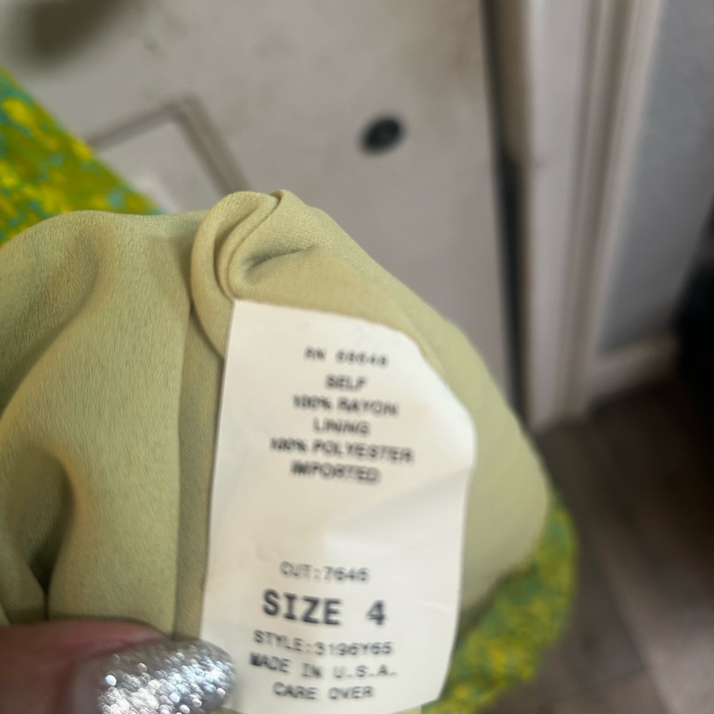 Y2K Allen B. By Allen Schwartz Asymmetrical Green Dress Sz 4 - Picture 15 of 15